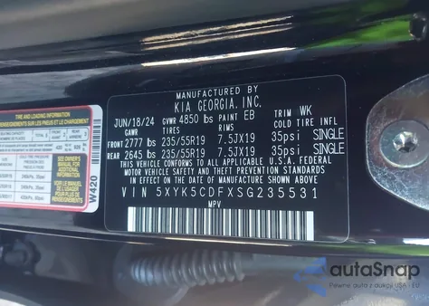 2025 Kia Sportage Sx-Prestige z USA, uszkodzony, nr VIN 5XYK5CDFXSG235531